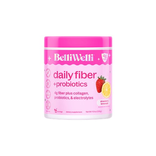 BelliWelli Daily Fiber + Probiotics Powder, Strawberry Lemonade